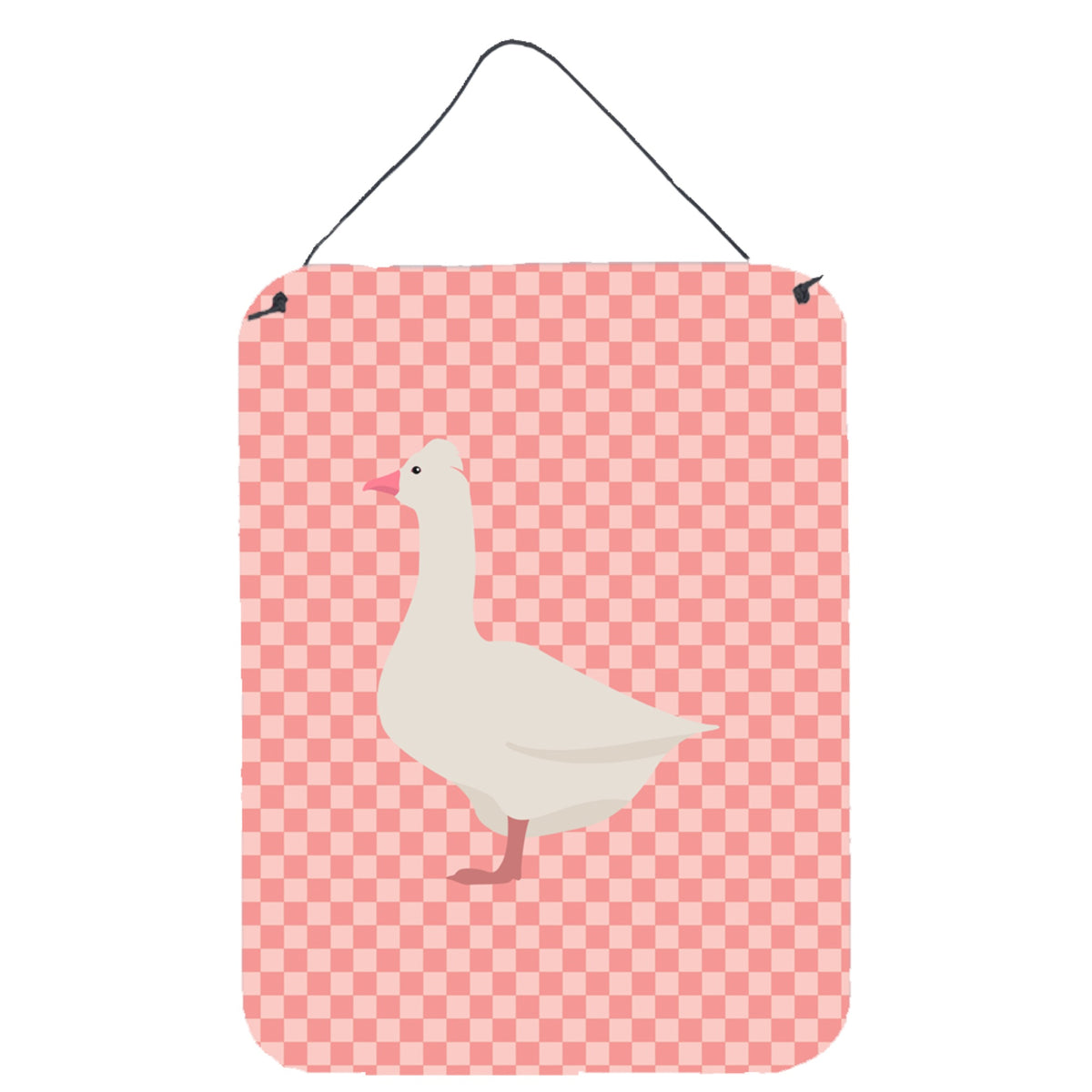 CarolineS Treasures Roman Goose Pink Check Metal Print, 16Hx12W, Multicolor