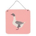 CarolineS Treasures Pink Buff Grey Back Goose Check Metal Print, 6 Inch  Inch  H X 6 Inch  Inch  W