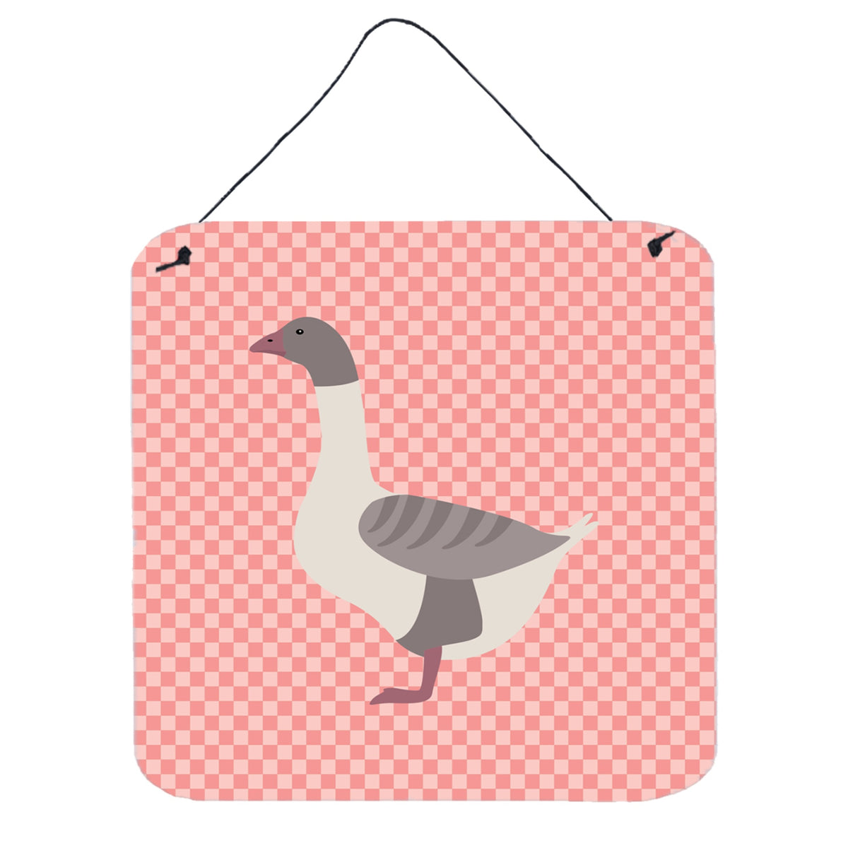 CarolineS Treasures Pink Buff Grey Back Goose Check Metal Print, 6 Inch  Inch  H X 6 Inch  Inch  W