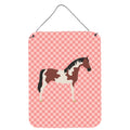 CarolineS Treasures Pinto Horse Pink Check Metal Print, 16Hx12W, Multicolor