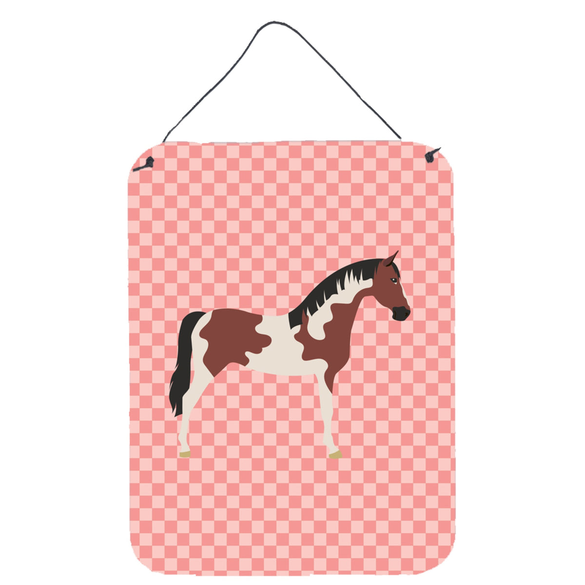 CarolineS Treasures Pinto Horse Pink Check Metal Print, 16Hx12W, Multicolor