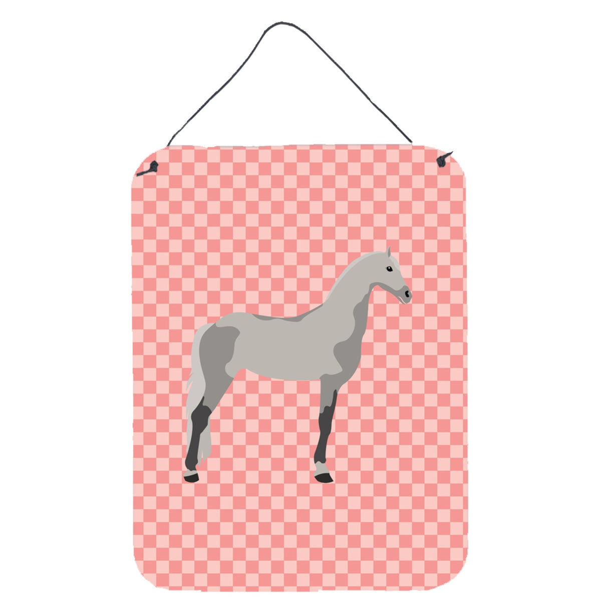 CarolineS Treasures Orlov Trotter Horse Pink Check Metal Print, 16Hx12W, Multicolor