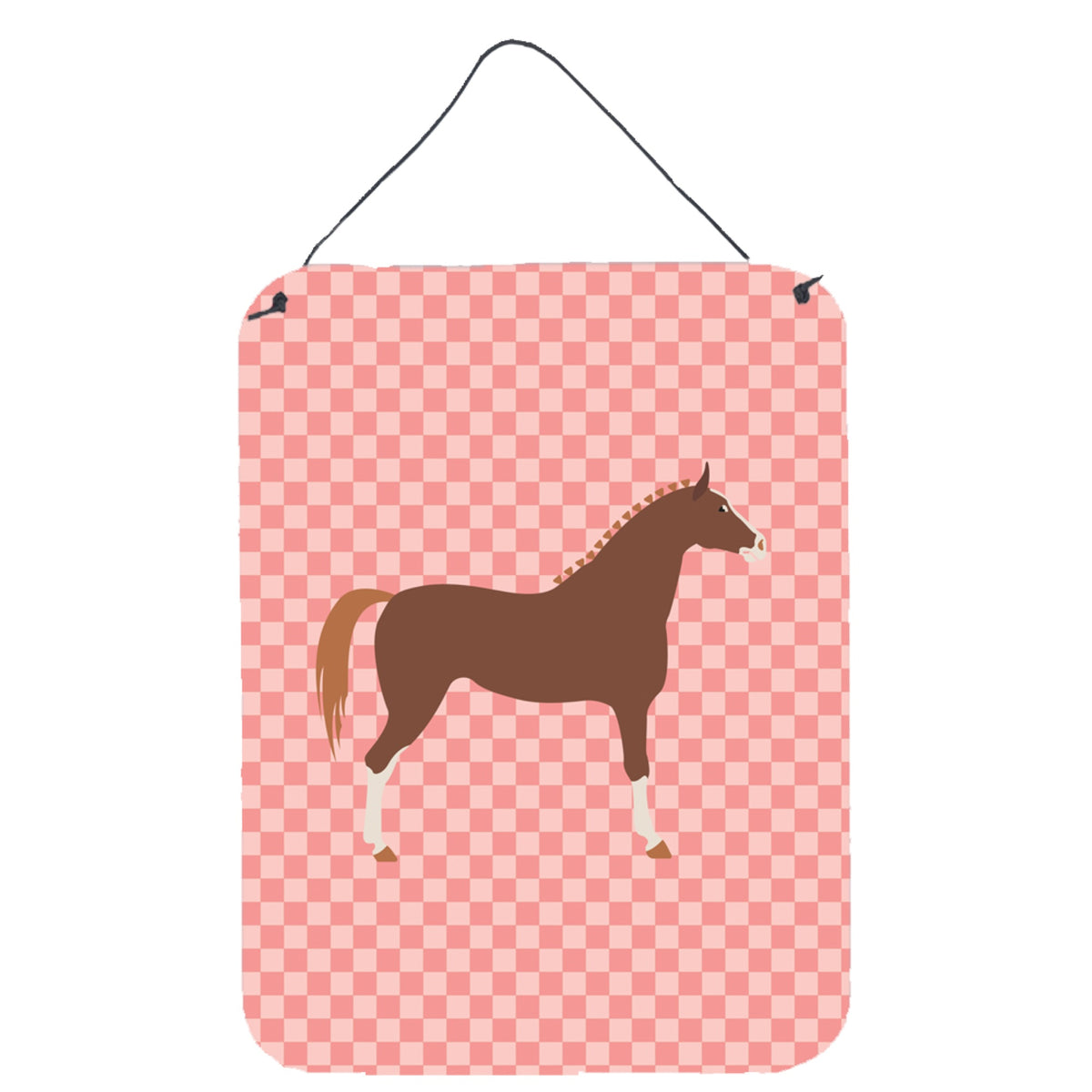 CarolineS Treasures Hannoverian Horse Pink Check Metal Print, 16Hx12W, Multicolor