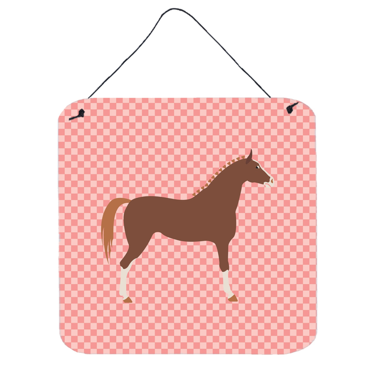 CarolineS Treasures Pink Hannoverian Horse Check Metal Print, 6Hx6W
