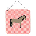 CarolineS Treasures Pink Welsh Pony Horse Check Metal Print, 6Hx6W