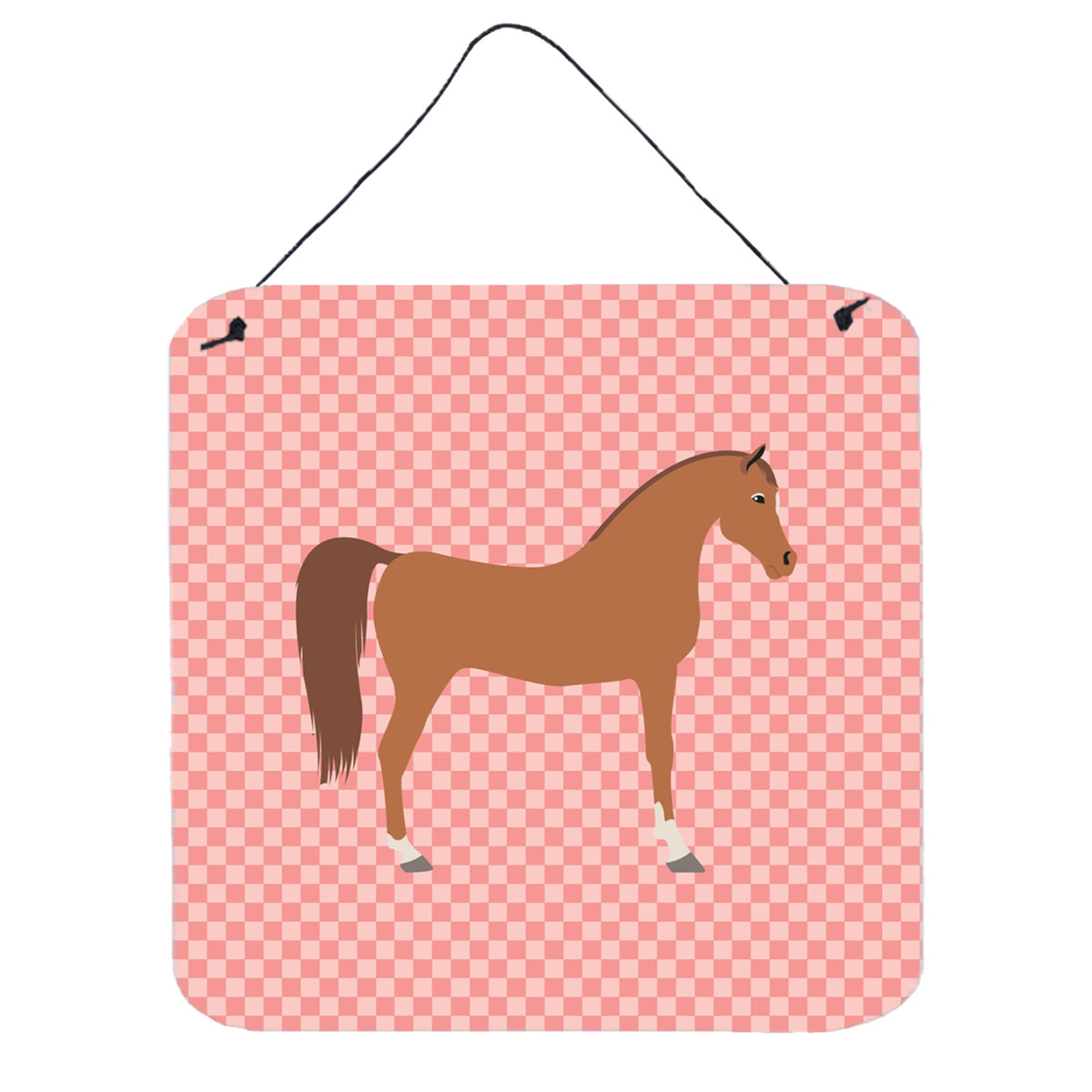 CarolineS Treasures Pink Arabian Horse Check Metal Print, 6Hx6W