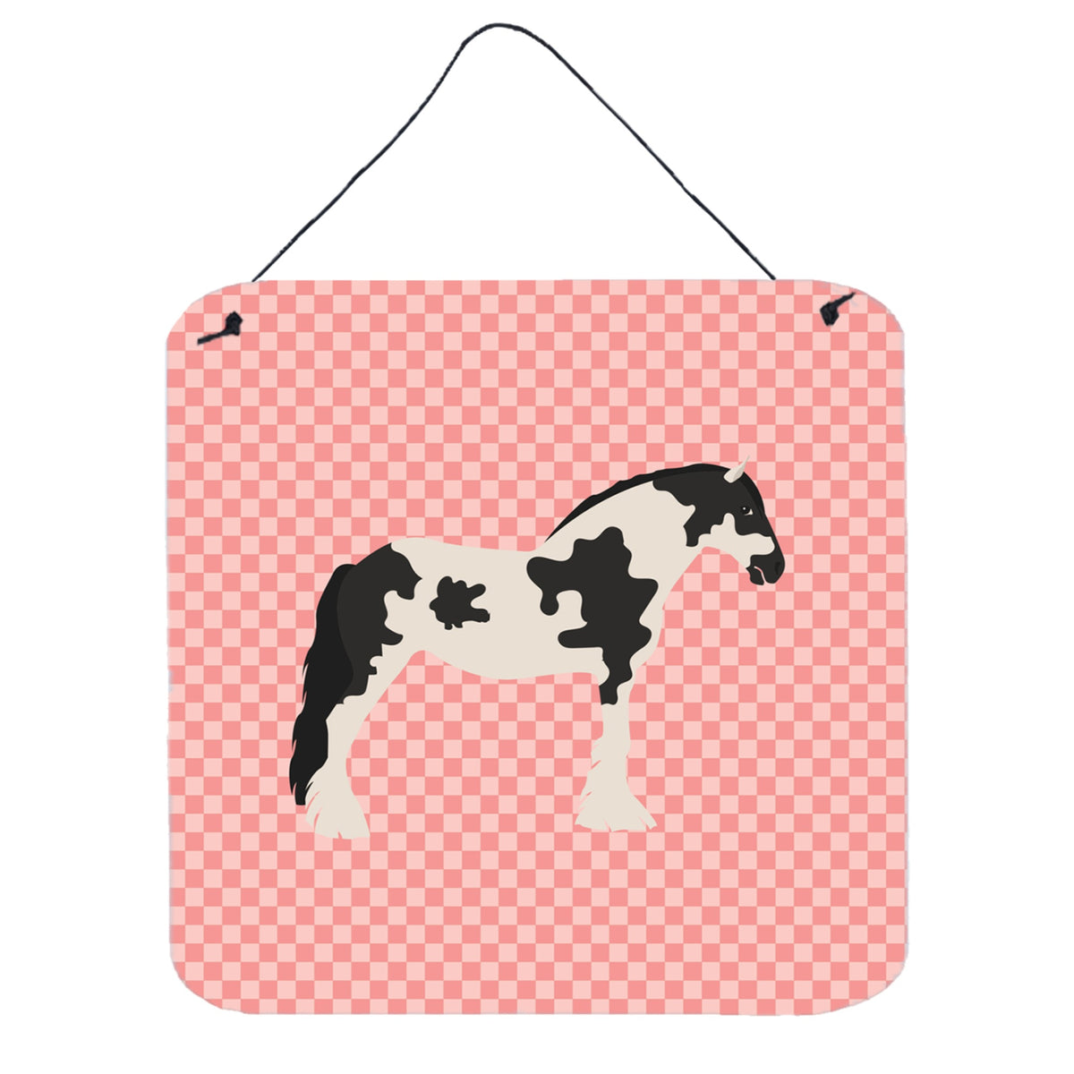 CarolineS Treasures Pink Cyldesdale Horse Check Metal Print, 6Hx6W