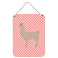 CarolineS Treasures Llama Pink Check Metal Print, 16Hx12W, Multicolor
