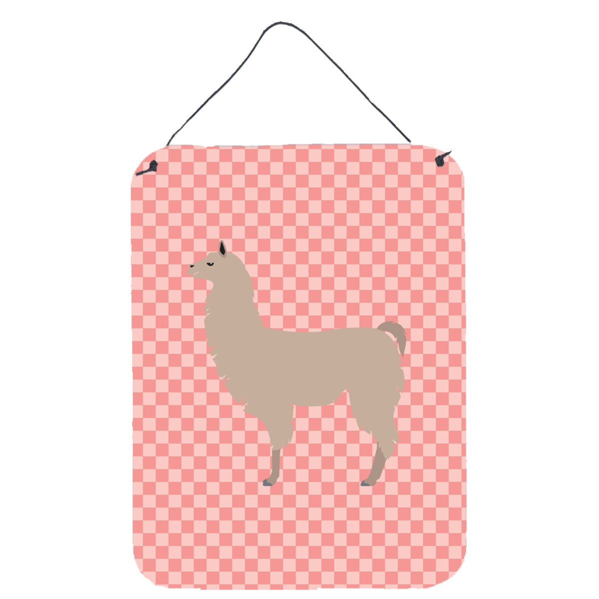 CarolineS Treasures Llama Pink Check Metal Print, 16Hx12W, Multicolor