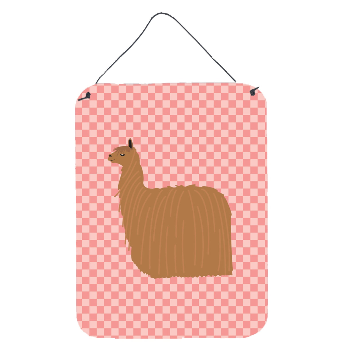 CarolineS Treasures Alpaca Suri Pink Check Metal Print, 16Hx12W, Multicolor
