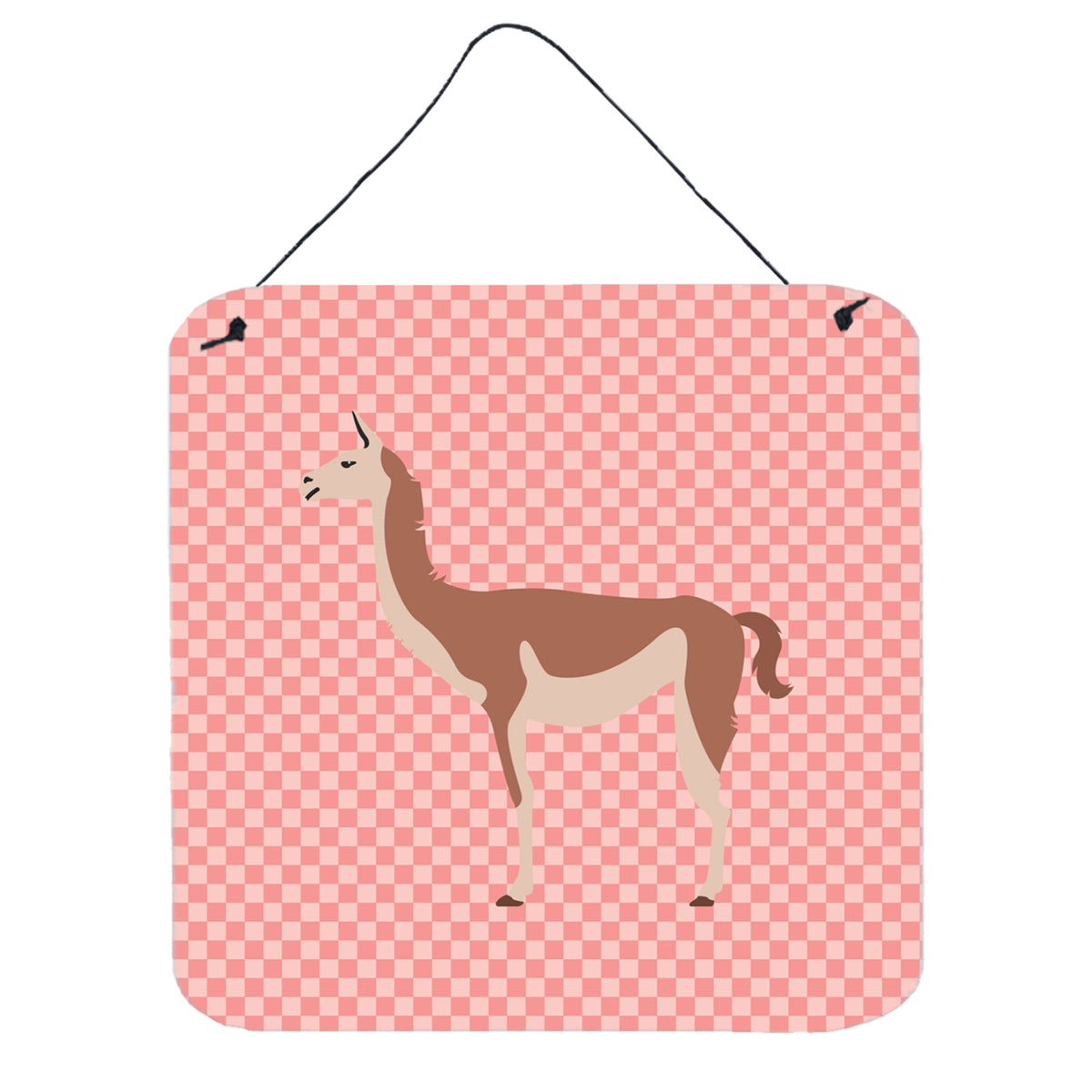 CarolineS Treasures Pink Guanaco Check Metal Print, 6 Inch  Inch  H X 6 Inch  Inch  W