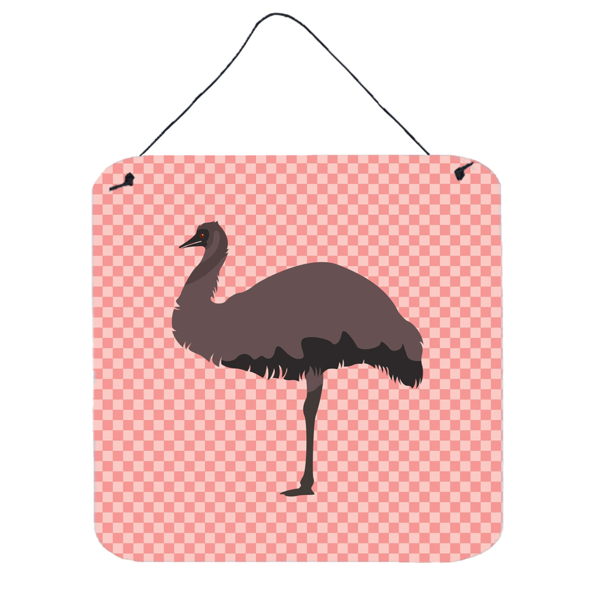 CarolineS Treasures Pink Emu Check Metal Print, 6 Inch  Inch  H X 6 Inch  Inch  W