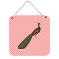 CarolineS Treasures Pink Indian Peacock Peafowl Check Metal Print, 6 Inch  Inch  H X 6 Inch  Inch  W