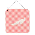 CarolineS Treasures Pink White Peacock Peafowl Check Metal Print, 6 Inch  Inch  H X 6 Inch  Inch  W
