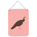CarolineS Treasures Indian Peahen Peafowl Pink Check Metal Print, 16Hx12W, Multicolor