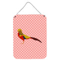 CarolineS Treasures Golden Or Chinese Pheasant Pink Check Metal Print, 16Hx12W, Multicolor