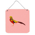 CarolineS Treasures Pink Golden Or Chinese Pheasant Check Metal Print, 6 Inch  Inch  H X 6 Inch  Inch  W