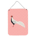 CarolineS Treasures Silver Pheasant Pink Check Metal Print, 16Hx12W, Multicolor