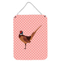 CarolineS Treasures Ringnecked Common Pheasant Pink Check Metal Print, 16Hx12W, Multicolor