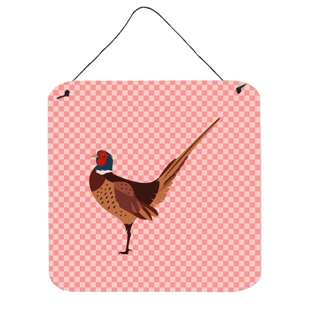 CarolineS Treasures Pink Ringnecked Common Pheasant Check Metal Print, 6 Inch  Inch  H X 6 Inch  Inch  W