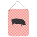 CarolineS Treasures Devon Large Black Pig Pink Check Metal Print, 16Hx12W, Multicolor