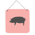 CarolineS Treasures Pink Berkshire Pig Check Metal Print, 6 Inch  Inch  H X 6 Inch  Inch  W
