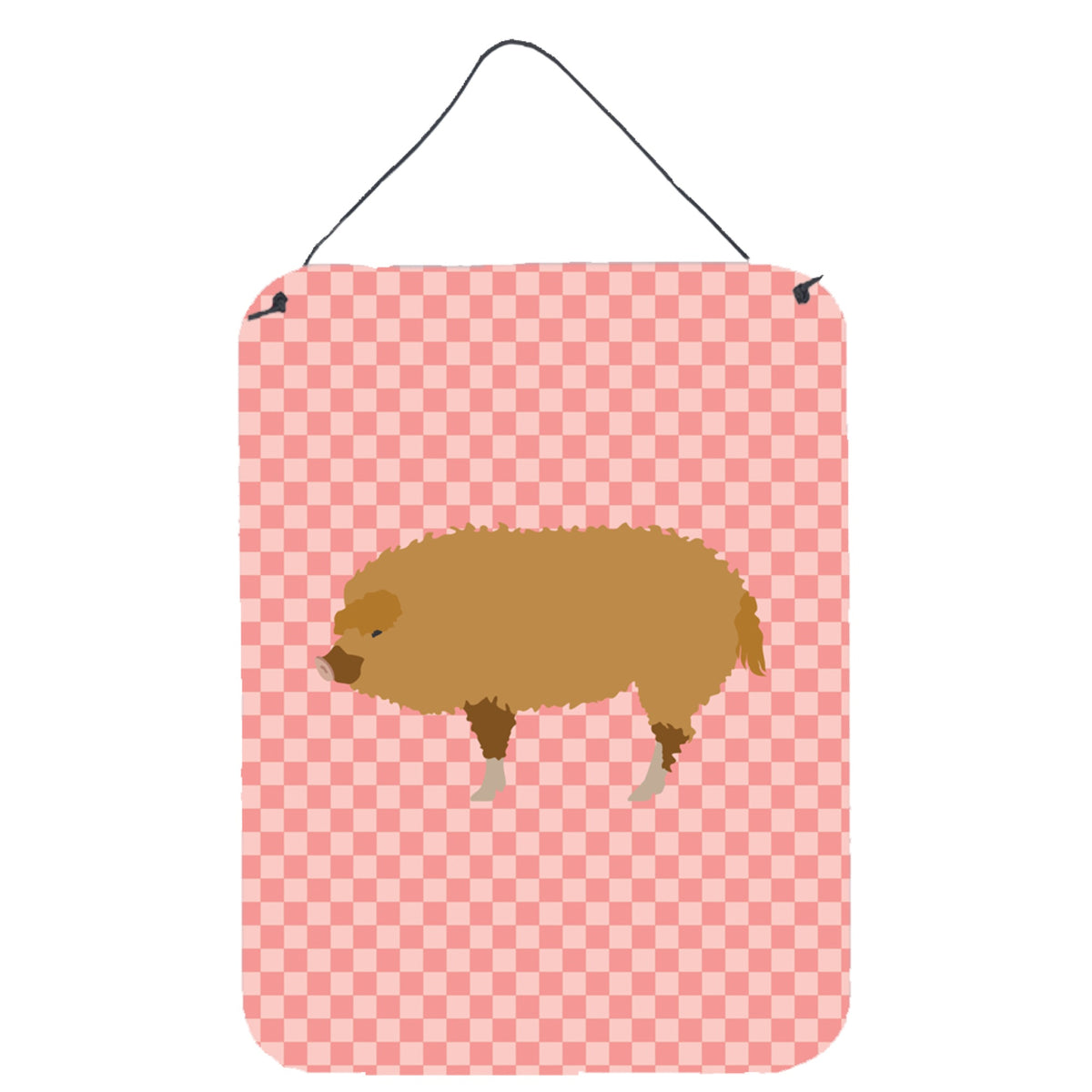 CarolineS Treasures Hungarian Mangalica Pig Pink Check Metal Print, 16Hx12W, Multicolor