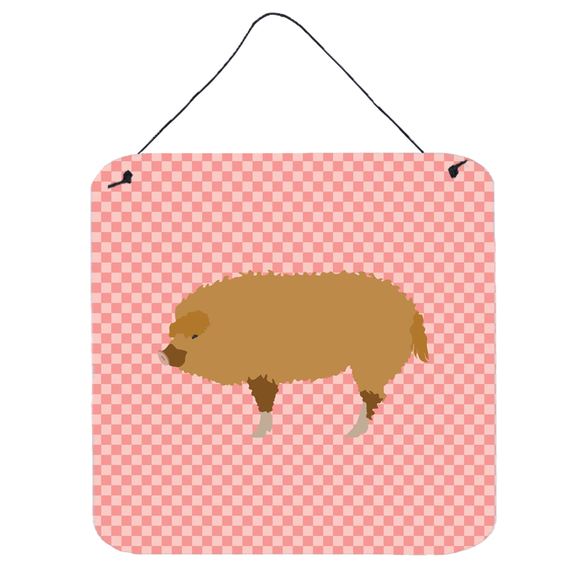 CarolineS Treasures Pink Hungarian Mangalica Pig Check Metal Print, 6 Inch  Inch  H X 6 Inch  Inch  W