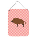 CarolineS Treasures Wild Boar Pig Pink Check Metal Print, 16Hx12W, Multicolor