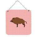 CarolineS Treasures Pink Wild Boar Pig Check Metal Print, 6 Inch  Inch  H X 6 Inch  Inch  W