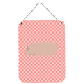CarolineS Treasures Welsh Pig Pink Check Metal Print, 16Hx12W, Multicolor