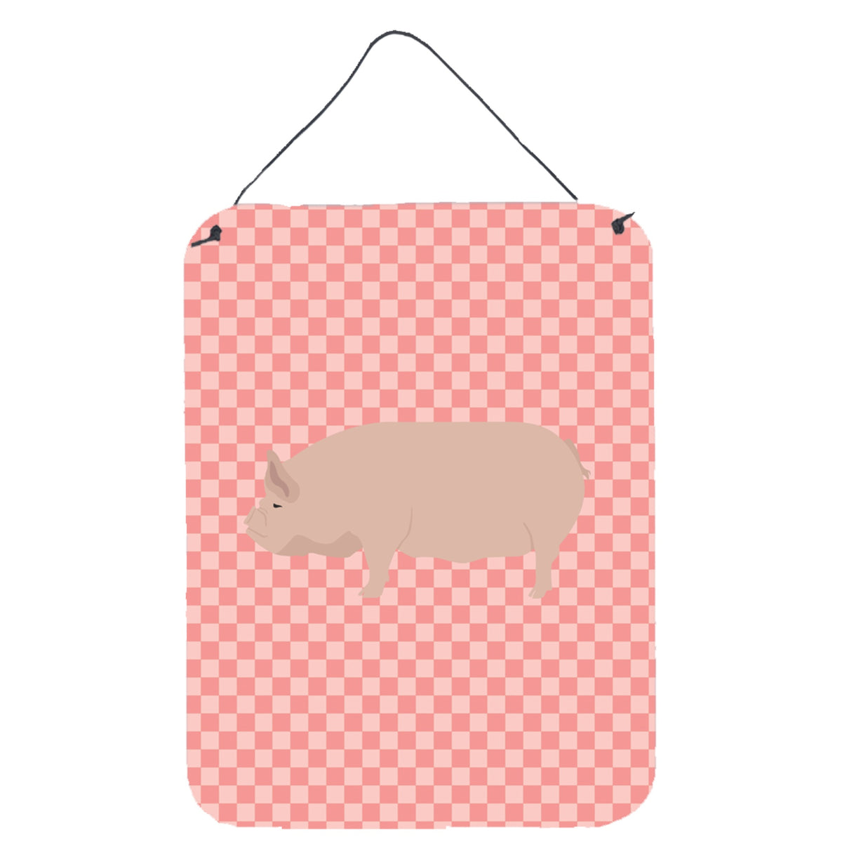 CarolineS Treasures Welsh Pig Pink Check Metal Print, 16Hx12W, Multicolor