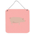 CarolineS Treasures Pink English Large White Pig Check Metal Print, 6Hx6W
