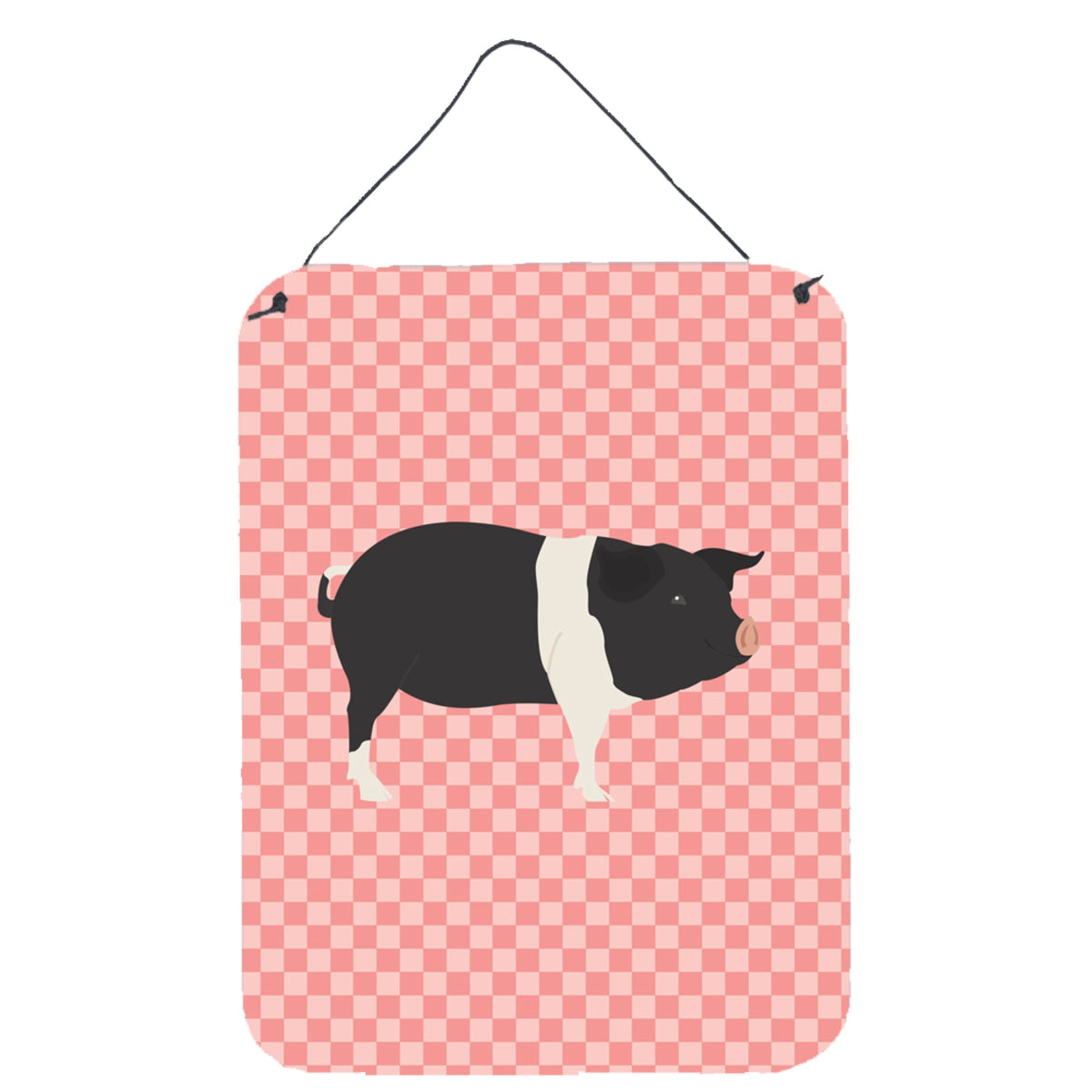 CarolineS Treasures Hampshire Pig Pink Check Metal Print, 16Hx12W, Multicolor
