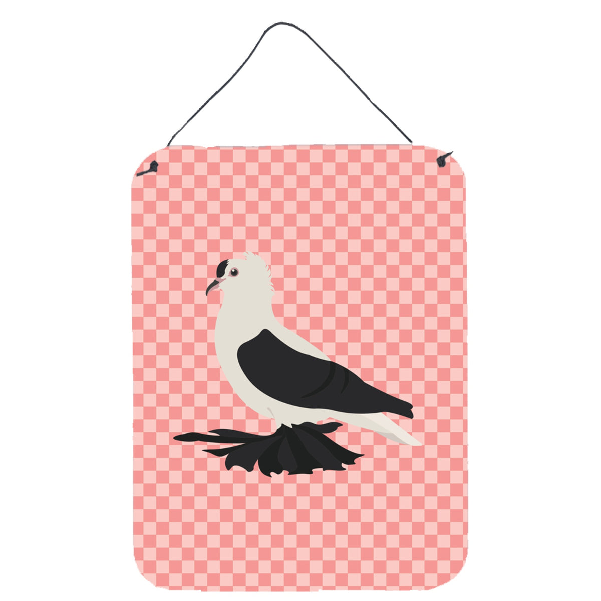 CarolineS Treasures Saxon Fairy Swallow Pigeon Pink Check Metal Print, 16Hx12W, Multicolor