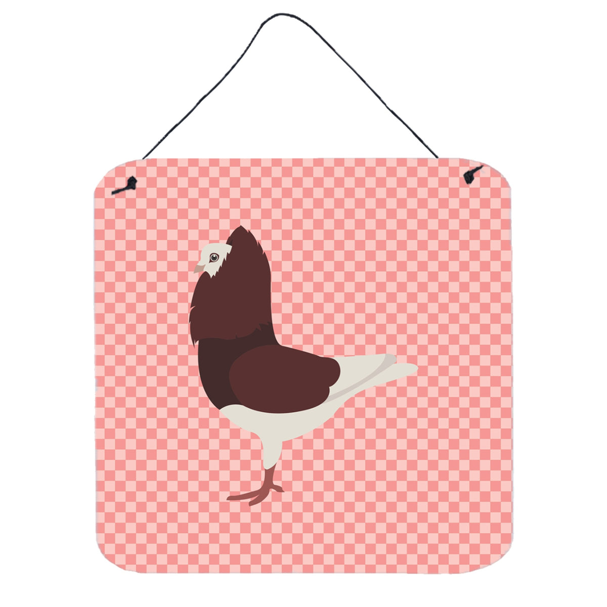 CarolineS Treasures Pink Capuchin Red Pigeon Check Metal Print, 6Hx6W