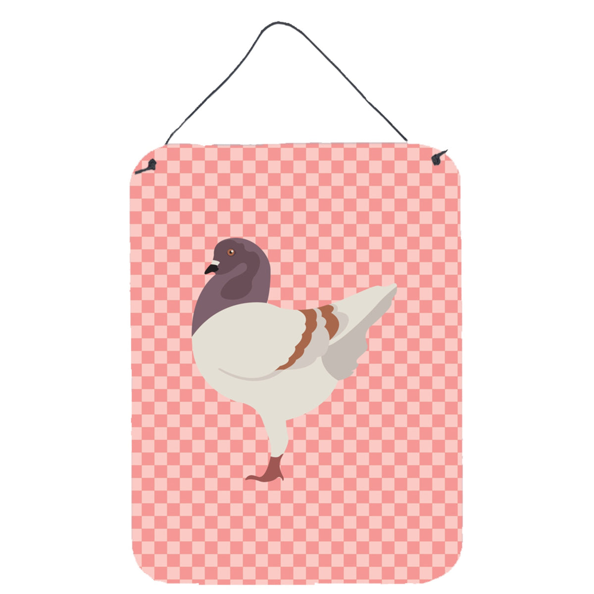 CarolineS Treasures German Modena Pigeon Pink Check Metal Print, 16Hx12W, Multicolor