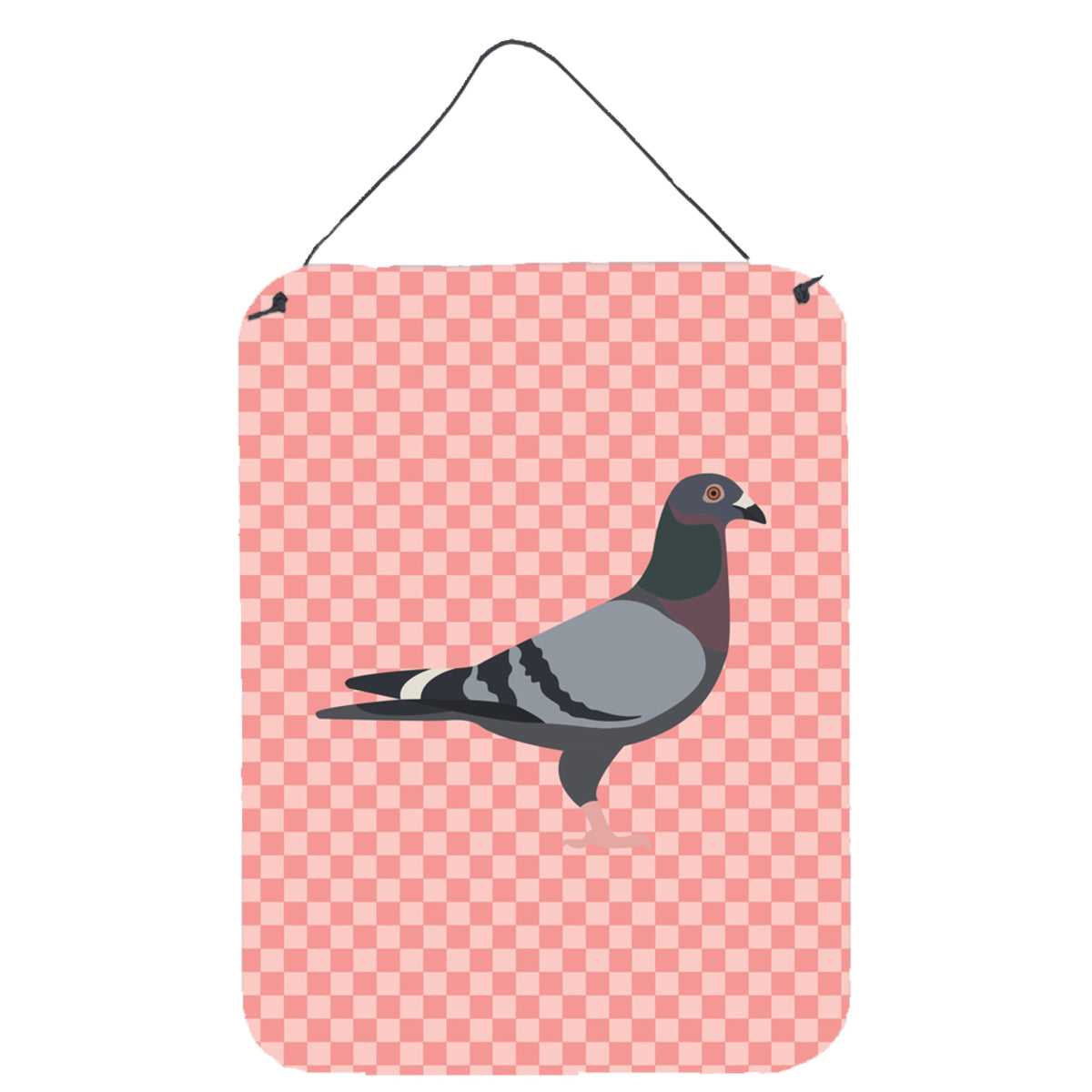 CarolineS Treasures Racing Pigeon Pink Check Metal Print, 16Hx12W, Multicolor