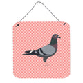 CarolineS Treasures Pink Racing Pigeon Check Metal Print, 6 Inch  Inch  H X 6 Inch  Inch  W