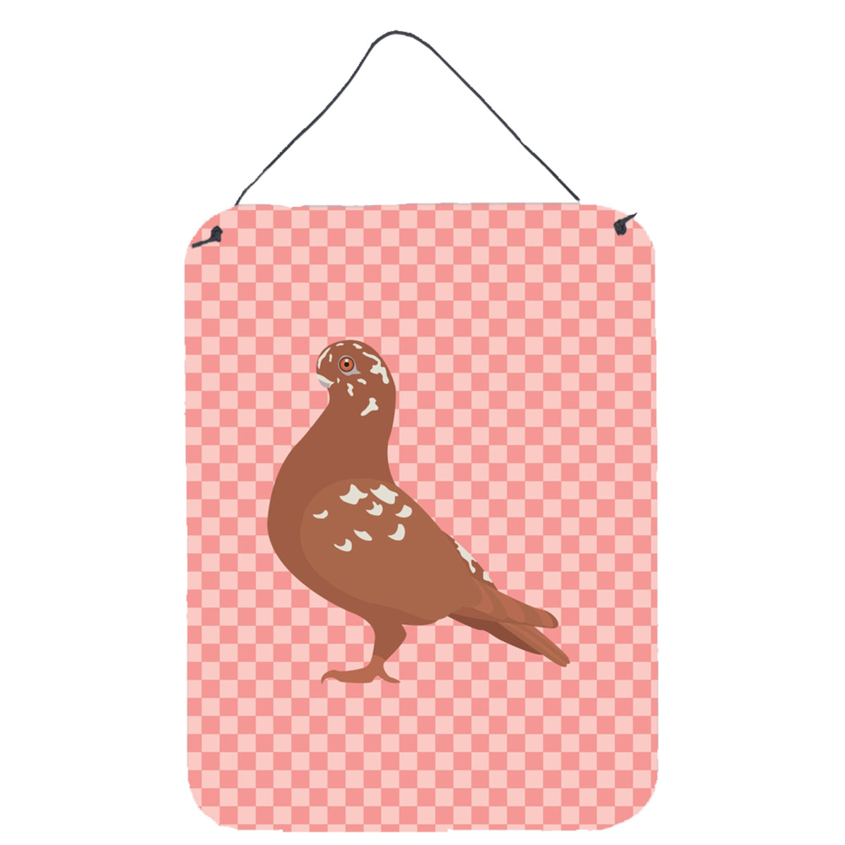 CarolineS Treasures African Owl Pigeon Pink Check Metal Print, 16Hx12W, Multicolor