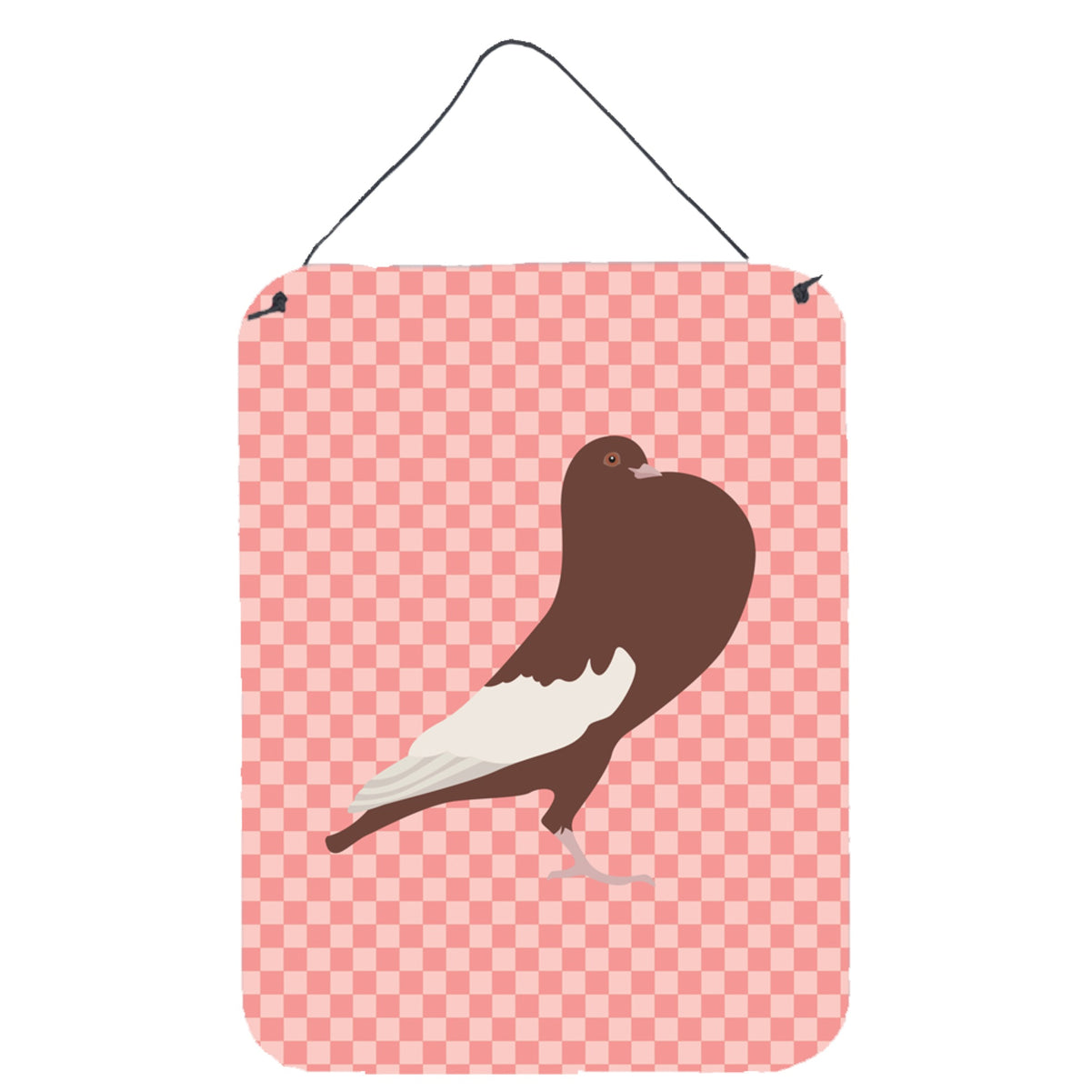 CarolineS Treasures English Pouter Pigeon Pink Check Metal Print, 16Hx12W, Multicolor