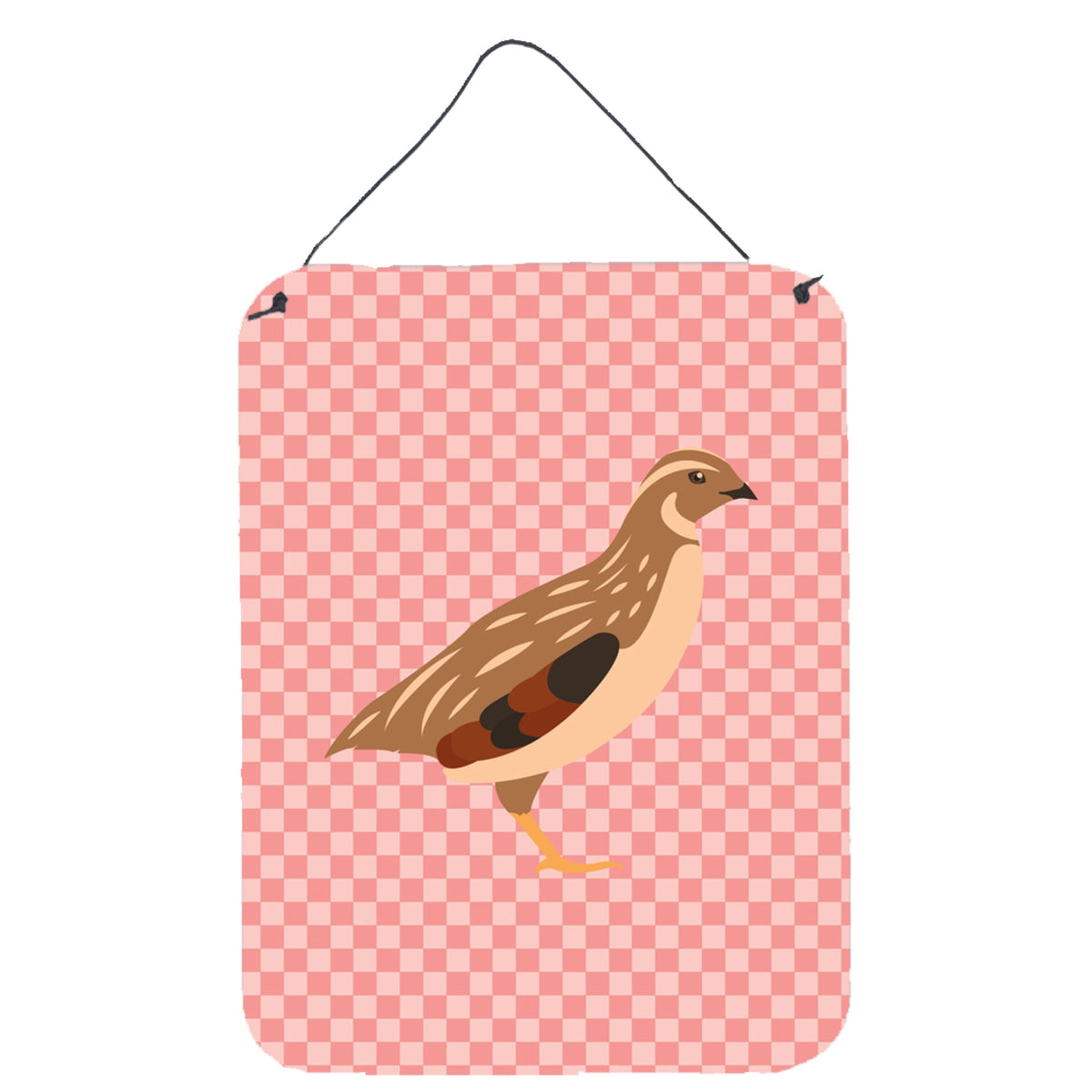 CarolineS Treasures Golden Phoenix Quail Pink Check Metal Print, 16Hx12W, Multicolor