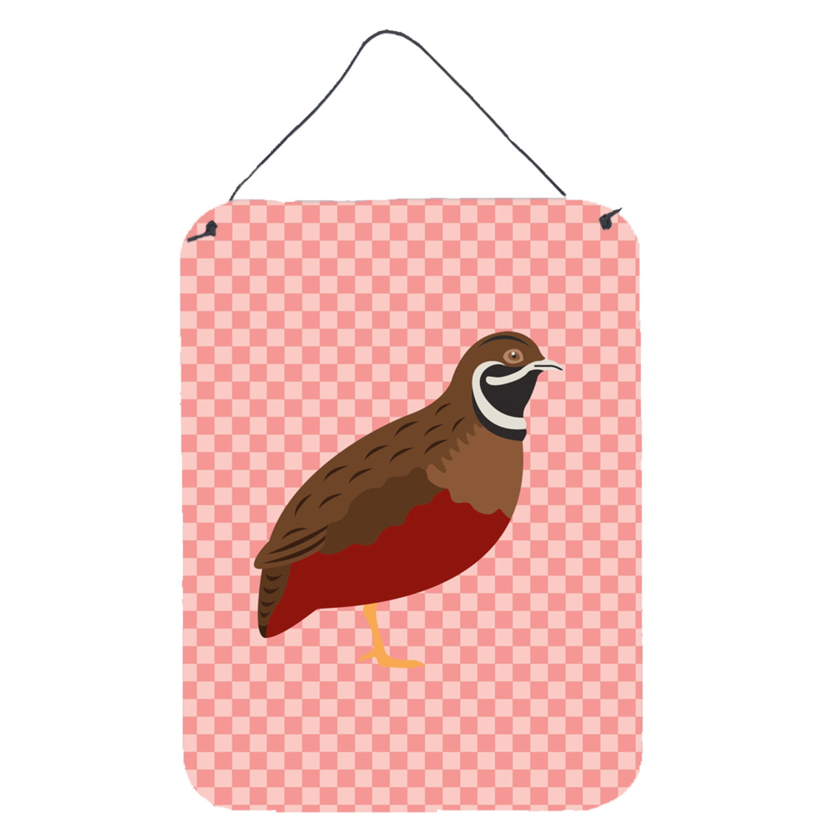 CarolineS Treasures Pink Check Chinese Painted Or King Quail Metal Print, 16Hx12W, Multicolor
