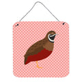 CarolineS Treasures Pink Check Chinese Painted Or King Quail Metal Print, 6 Inch  Inch  H X 6 Inch  Inch  W