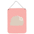 CarolineS Treasures Fluffy Angora Rabbit Pink Check Metal Print, 16Hx12W, Multicolor