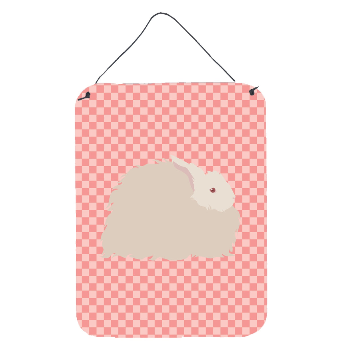 CarolineS Treasures Fluffy Angora Rabbit Pink Check Metal Print, 16Hx12W, Multicolor