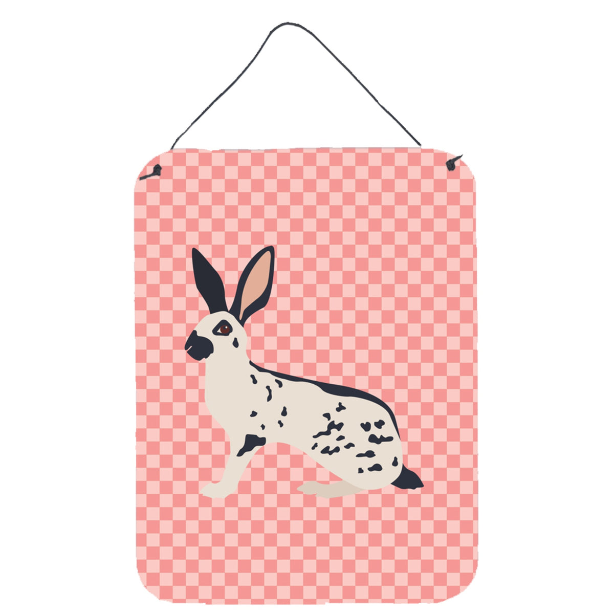 CarolineS Treasures English Spot Rabbit Pink Check Metal Print, 16Hx12W, Multicolor