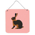 CarolineS Treasures Pink Tan Rabbit Check Metal Print, 6 Inch  Inch  H X 6 Inch  Inch  W