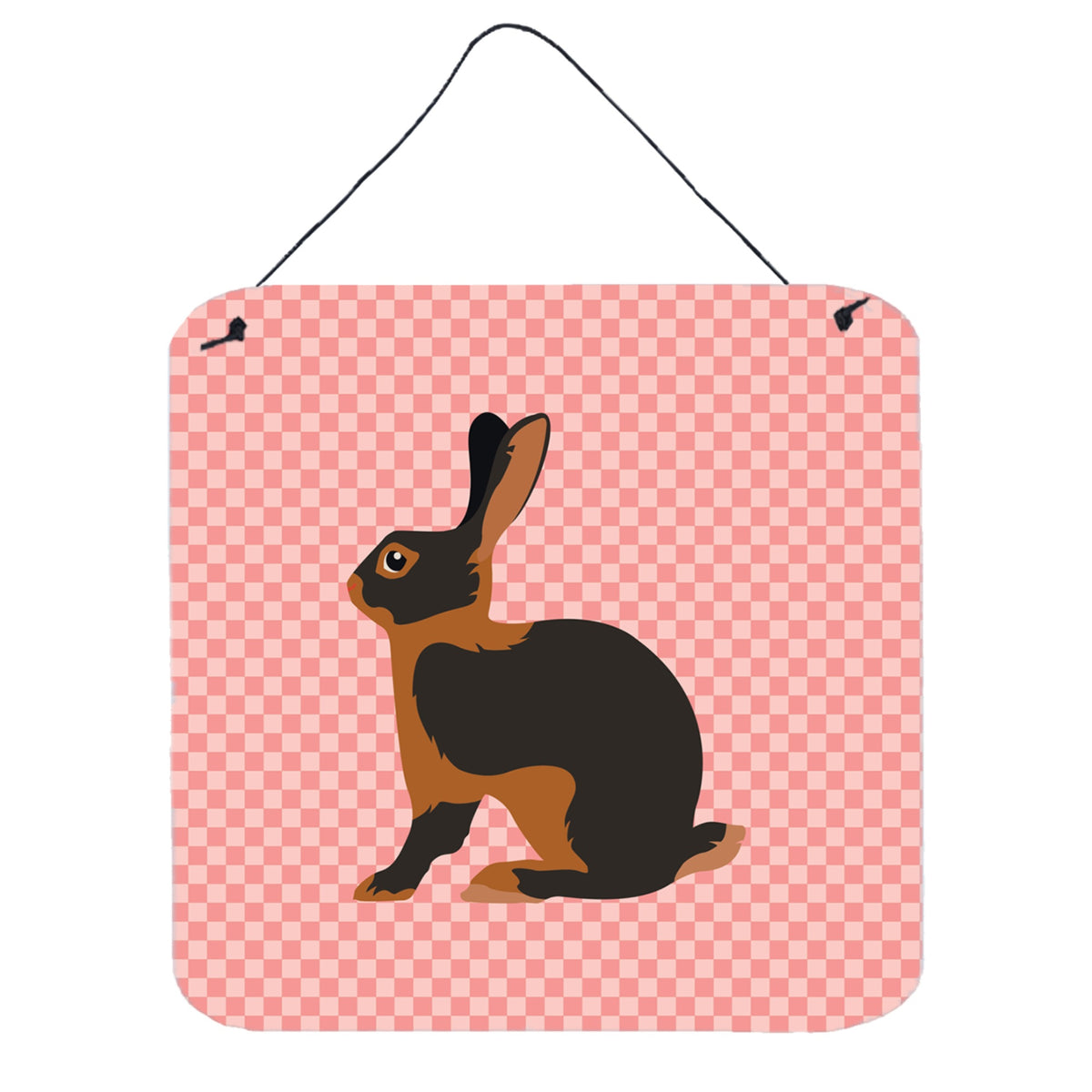 CarolineS Treasures Pink Tan Rabbit Check Metal Print, 6 Inch  Inch  H X 6 Inch  Inch  W