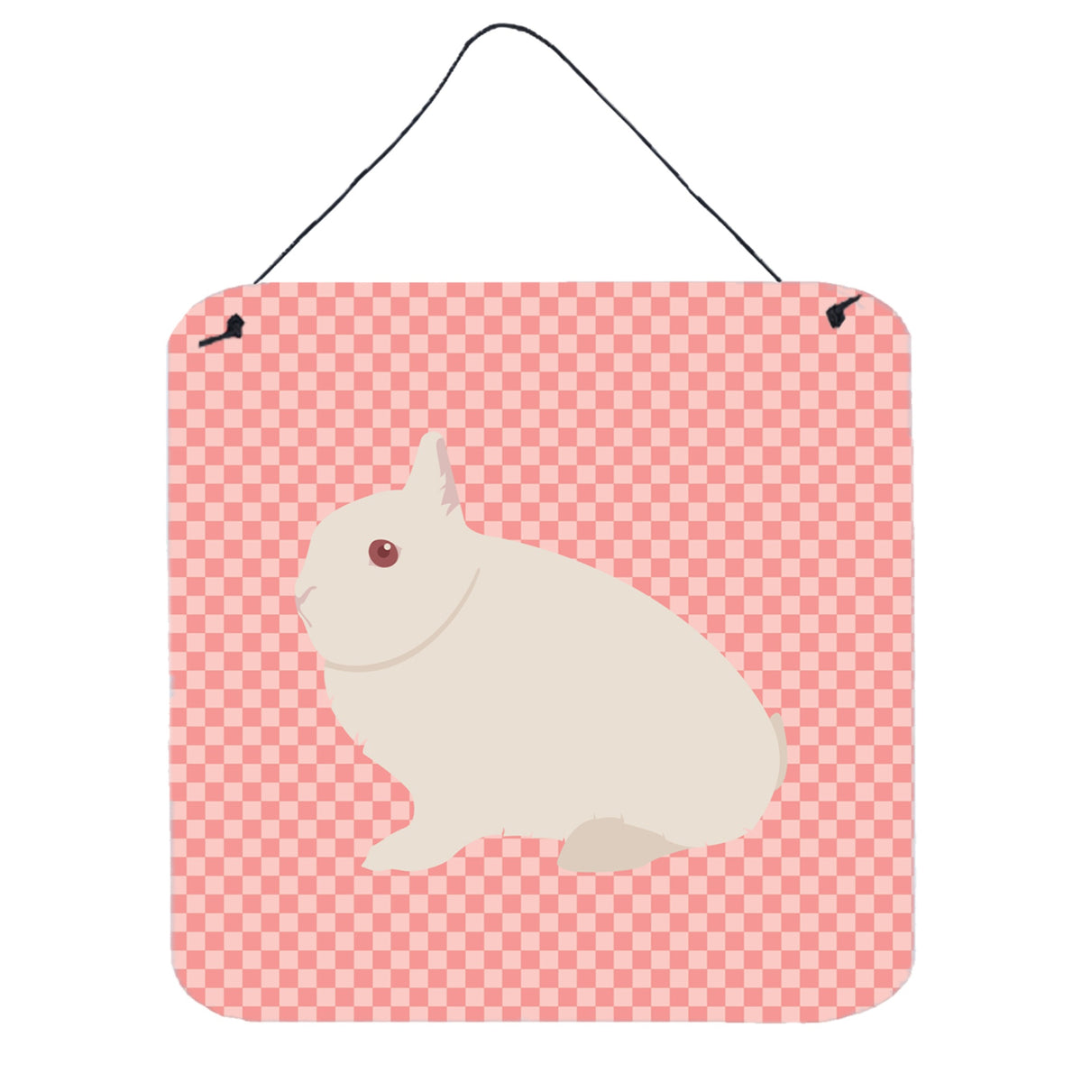 CarolineS Treasures Pink Hermelin Rabbit Check Metal Print, 6 Inch  Inch  H X 6 Inch  Inch  W